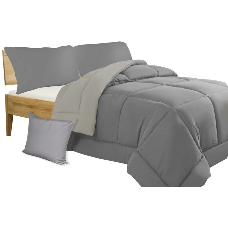 COUETTE QUILT GR SOLID COLOR GRIS double face HIVER 350 GR. AVEC FEDERA ARREDO Lit simple 180x260 cm