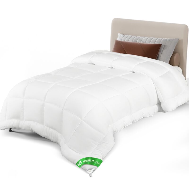 Couette tempérée 135x200cm 300gsm blanc - Couette chaude douce respirante en microfibre - Certifiée Oeko-Tex