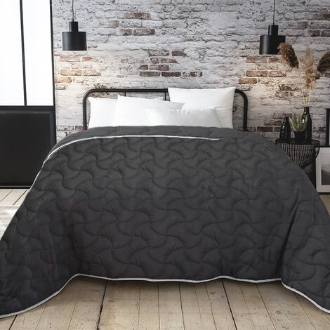 Couette tempérée Gris et blanc 300g 140 x 200 pour lit 1 place ABEIL