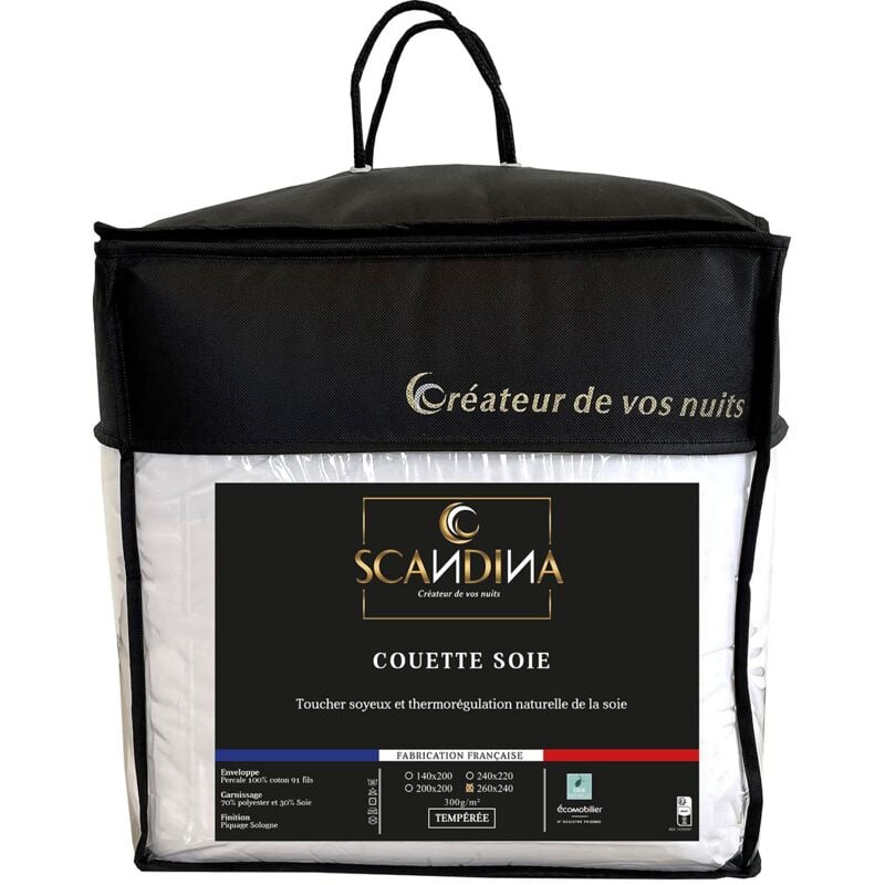 Doulito - Couette tempérée soie - 260 x 240 cm - 300g/m² - Made in France