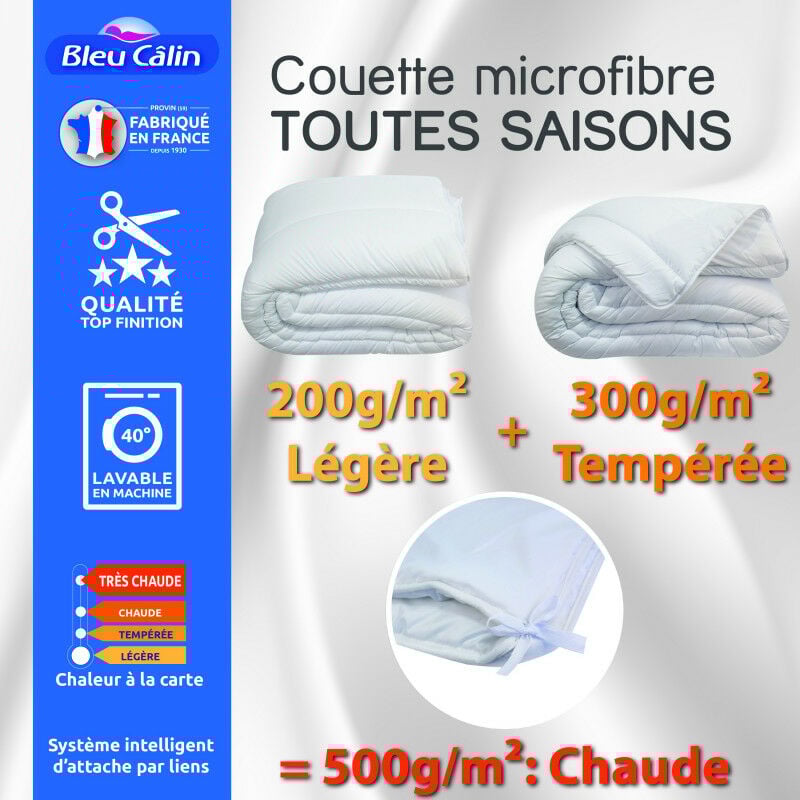 Univers Decor - Couette toutes saisons microfibre 200 x 200 cm pour lit 90 à 120 x 190 cm