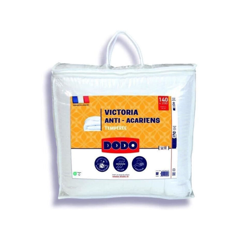 Dodo - Couette tempérée 300gr/m² anti-acarians victoria 140x200 cm blanc