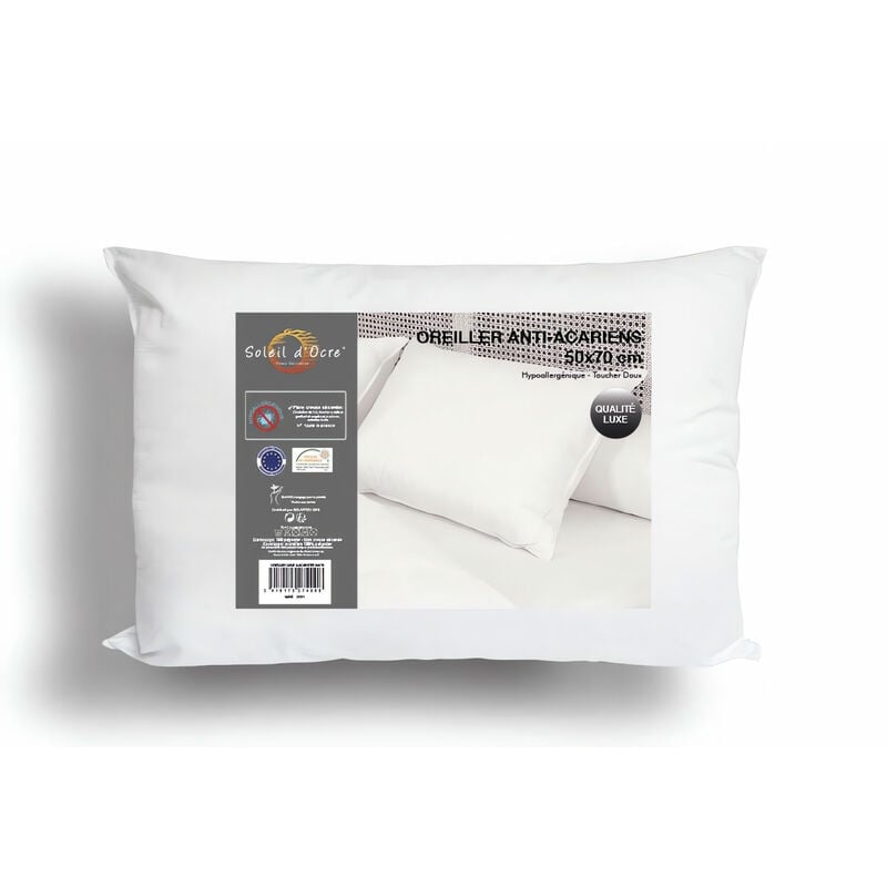 Soleil D Ocre - Oreiller anti-acarien luxe 50x70 cm, par Soleil d'ocre