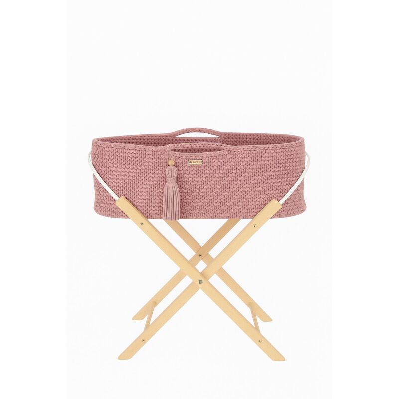 Couffin fait main BOHO avec support - Rose pastel