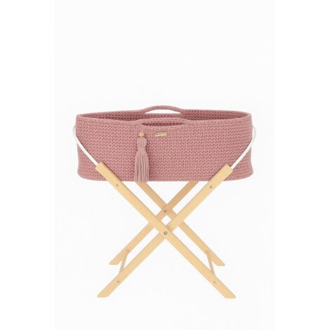 Couffin fait main BOHO avec support - Rose pastel