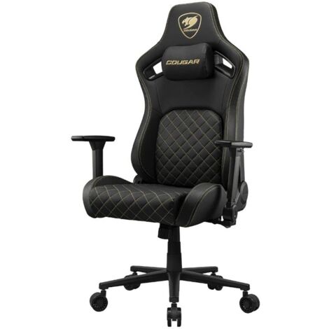 COUGAR Defensor - Silla de videojuegos PushBack - Reposabrazos plegable 4D - Bolsillo trasero - Cuero sintético Hyper-Dura - Tela tejida - Lino de imitación - Almohada para el cuello - Cilindro de