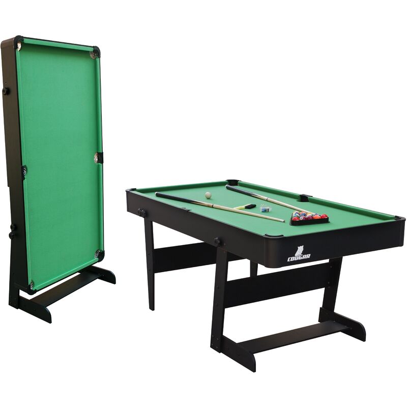 Cougar Table de Billard Hustle L | Table de Billard pliable 5ft noir / vert pour l'intérieur | Accessoires inclus - Noir