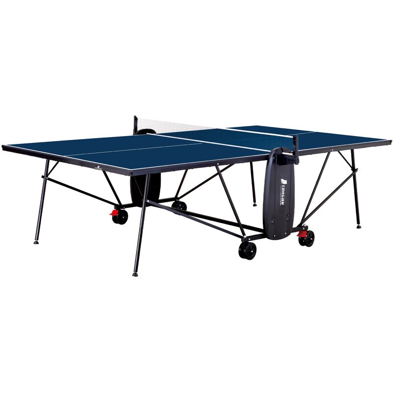 Cougar - Table de Ping Pong Interieur Deluxe 2800 Bleue Ping Pong de Table Pieds Réglables, Filet Inclus Tennis de Table Cadre Robuste Métal Noir