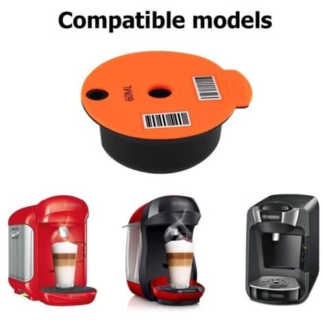 Couleur 60ml Capsules de Café Bosch-S Tassimo, Panier à Filtre en Plastique Réutilisable, Dosette, Machine à