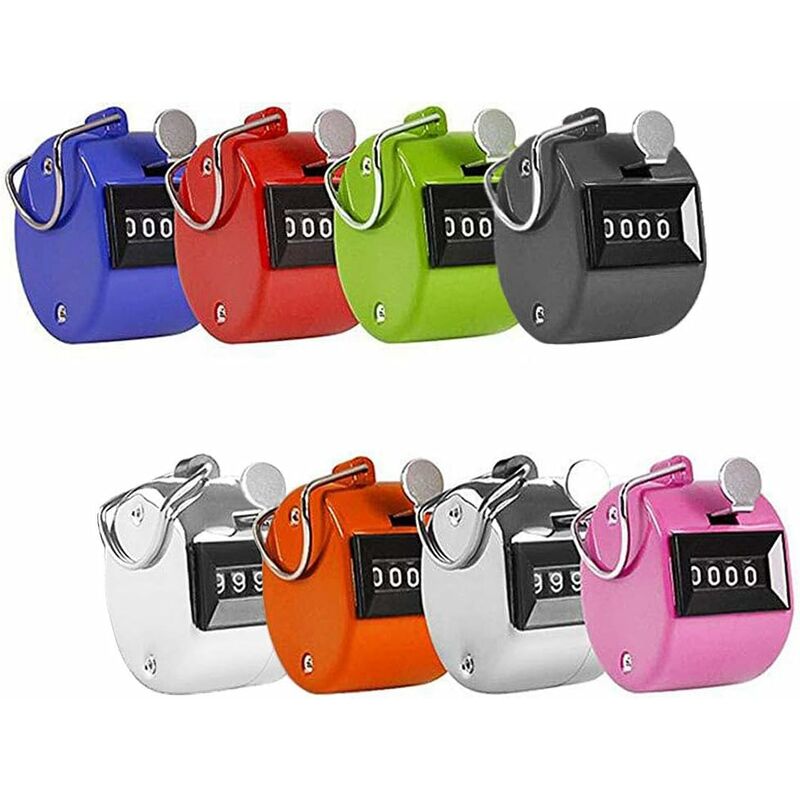 Couleur aléatoire)Lot de 8 Couleur Main Compteur Manuel 4 Chiffres mécanique Palm Cliquez Compteur Nombre Clicker Couleurs Assorties Hand Held