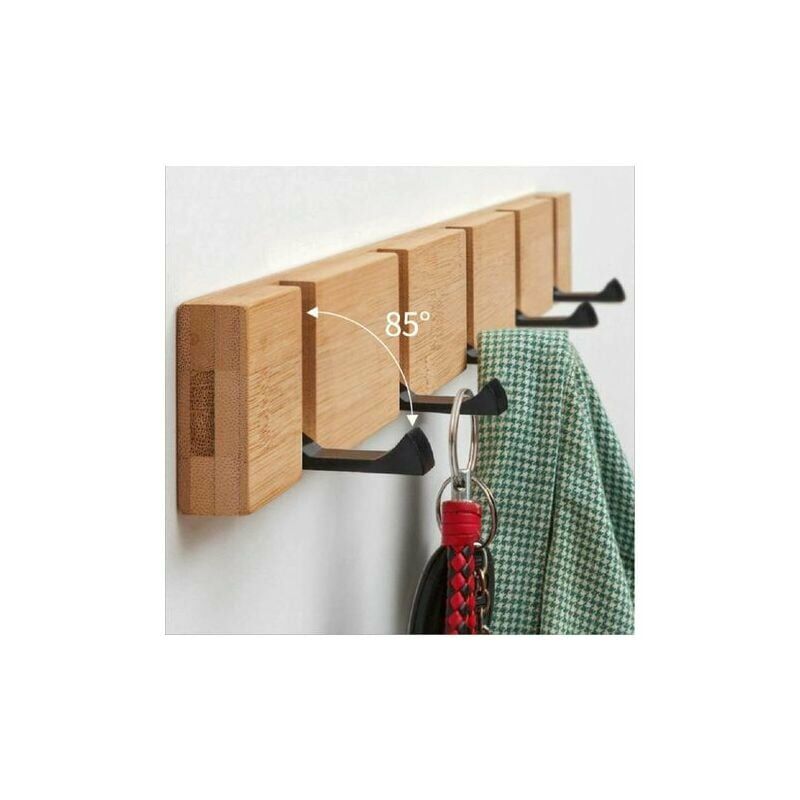 Dazzler - Couleur naturelle 5 crochet vêtements crochet bambou bois salon rangée crochet tenture murale porte-manteau,pour la cuisine à domicile, les