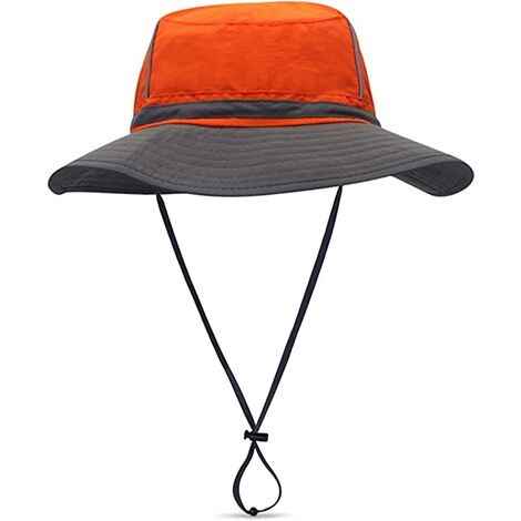 Couleur orange-Chapeau Soleil Homme Femme Pliable Anti UV Outdoor Bucket Hat Étanche Multifonction Unisexe Chapeau de Voyage Casquette Polyester