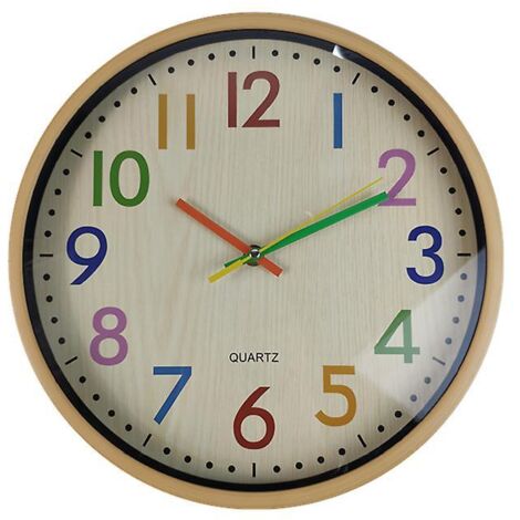 Couleur Salon Horloge Murale 12 Pouces, Salle de Classe Enfants Horloge, Horloge Ronde