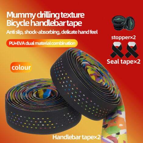 couleur Sangles de guidon de vélo perforées, revêtement antidérapant et résistant à l'usure en fibre de carbone texturée, équipement de cyclisme