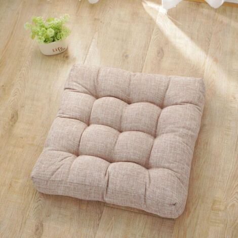 Couleur Unie Coussin pour Chaise de Salle à Manger, Coton Lin Coussin de Chaise Galette de Chaise Doux Coussin de Chaise de Jardin Chic Coussins de Chaises Epais (53x53cm,Couleur Kaki)