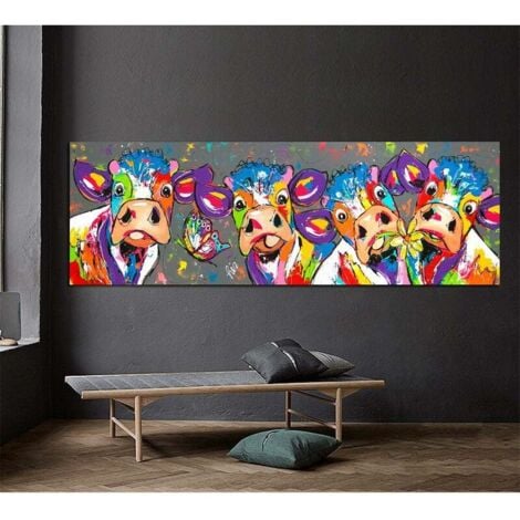 Couleur Vache décor à la Maison Peinture,SL.GT,Toile Peinture sans Cadre, 40X120cm