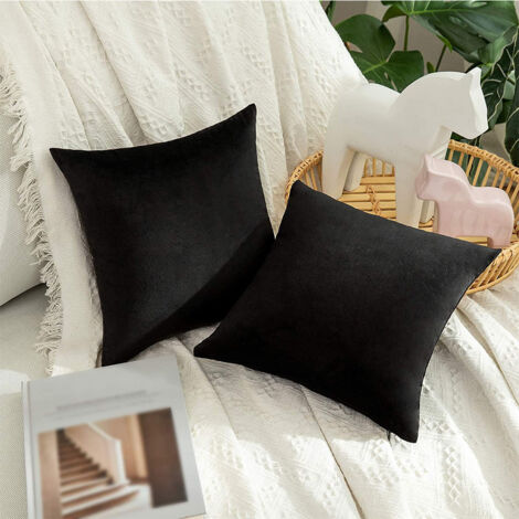 Couleur velours canapé oreiller décor à la maison housse de coussin bureau chevet court en peluche noir