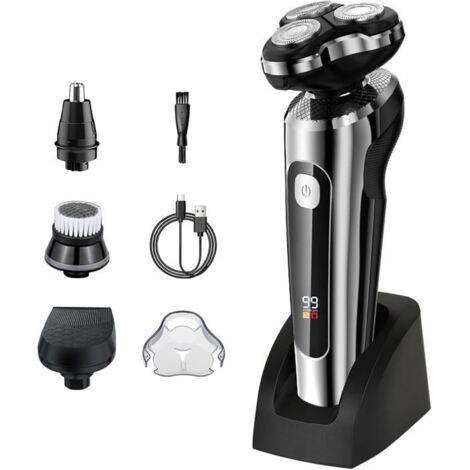 (Couleur:Noir)Rasoirs Électriques Homme, Amélioré 2024 Avec 2 Vitesses Tondeuse Barbe Homme, Rasoir Humide/Sec Étanche, Rechargeable Rasoir