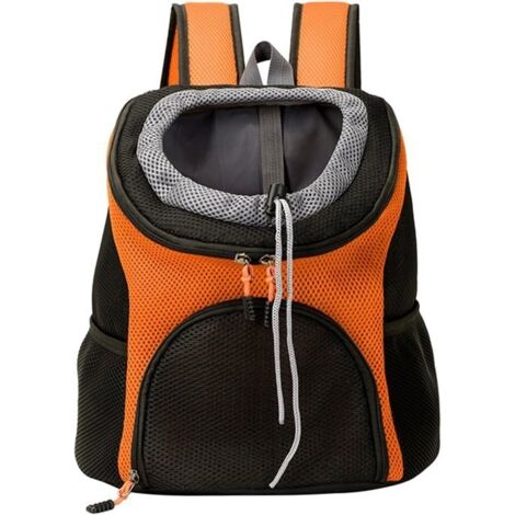 (Couleur:Orange)Sac Transport Chien, Sac a Dos Chien De Petite et Moyenne Taille, Sac a Dos Chat Conception de Lucarne (L 31 x l 22 x H 32 cm)