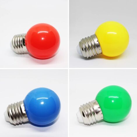 Couleurs mélangées G45 Mini ampoule LED 1W, ampoules multicolores à base E27, équivalent 10W, blanc jaune vert rouge bleu pour mariage Halloween Christmas Party Bar Mood Decoration, lot de 10 [Classe 