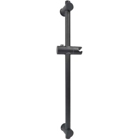 Coulissant pour Barre de Douche en Acier Inoxydable Noir Hauteur 660 mm Support Réglable Hauteur et Inclinaison