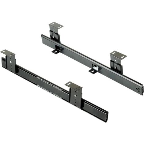 Coulisse à roulement à billes pour tiroir clavier – Réglable 35 à 575 mm – Acier zingué noir – Kit de 2 unités pour bureau