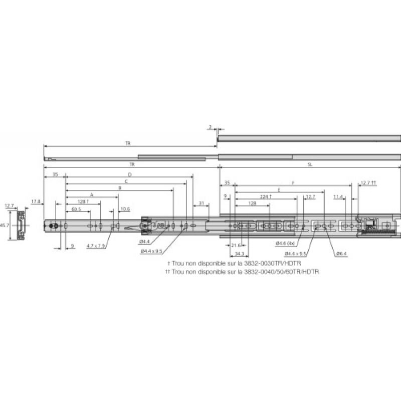 Glissiere P.PULL45KG/PR nr 400 Accuride