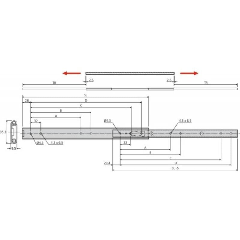 Coulisse db sens DZ2026-45 Accuride