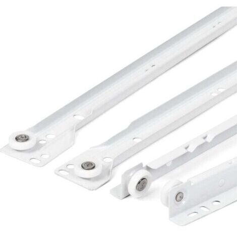 Coulisse Tiroir 400 mm - Lot de 2 (1 paire) Rails pour Tiroir Coulissants, en blanc, Système de Glissière à Sortie Partielle - Kit de Tiroir Coulissants à montage facile