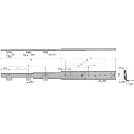 Coulisses à billes - charge 60 kg - sortie totale - DZ3301-60 400 mm - ACCURIDE