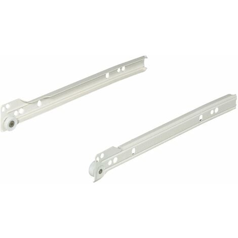 Coulisses à galets (gauche et droite) BLUM Metabox C15 fermeture automatique sortie partielle 25kg par paire blanc crème RAL 9001 acier Tiroir Coulissant Caisson Cuisine Salle de bain