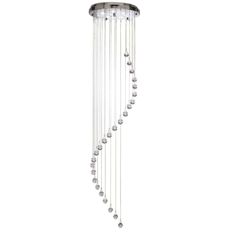 Hallway - Suspension à 5 ampoules en spirale, chrome avec cristaux, GU10 - Searchlight