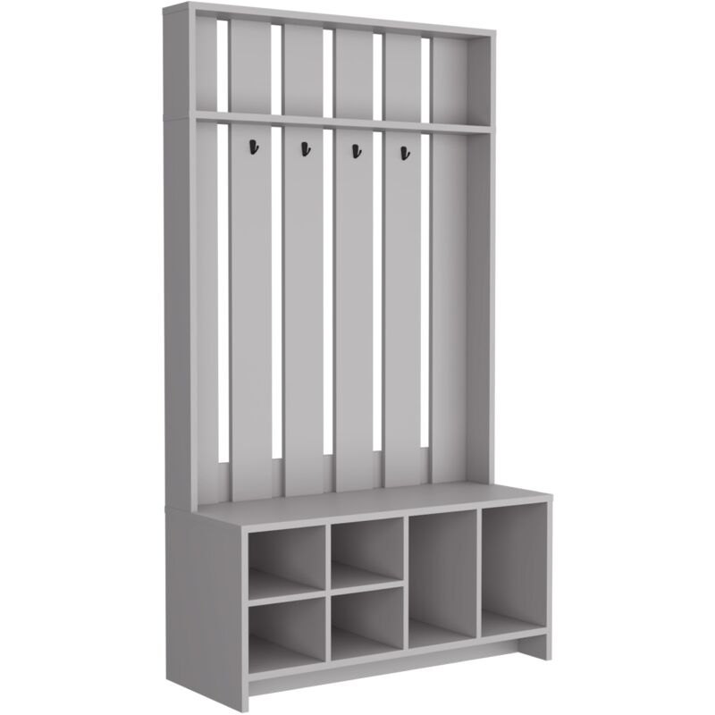 Tuhome Concept - Couloir tulcan en mélamine avec 8 étagères et 4 crochets pour suspendre les vêtements , Gris , 172.6 cm x 96.8 cm x 39.3 cm