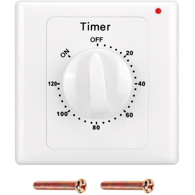 Countdown Timer Switch, AC 220V Min High Power Pump Electronic Mechanical Countdown Control Timer Socket Time Switch 86 Panel(120 Min)