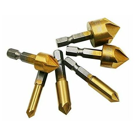 Countersink Drill Bit, Countersink Drill Bit Set with 82 Degree Center Countersink Bits for Wood Quick Change Bit 6mm - 19mm 6 Pcs