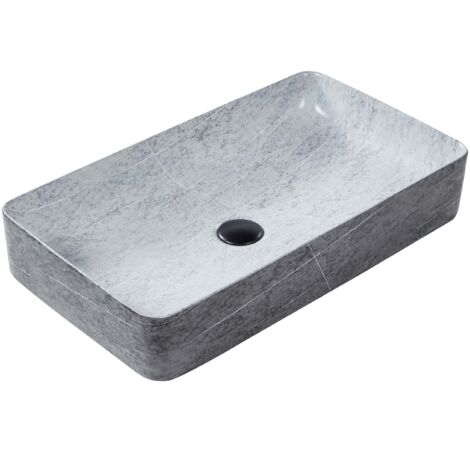 Countertop Basin ARTAJ 610 x 350 mm Ceramic Grey Concrete Effect