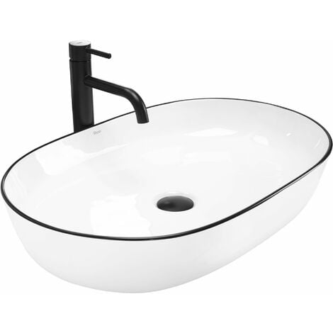 Countertop Basin REA Cleo White Black edge