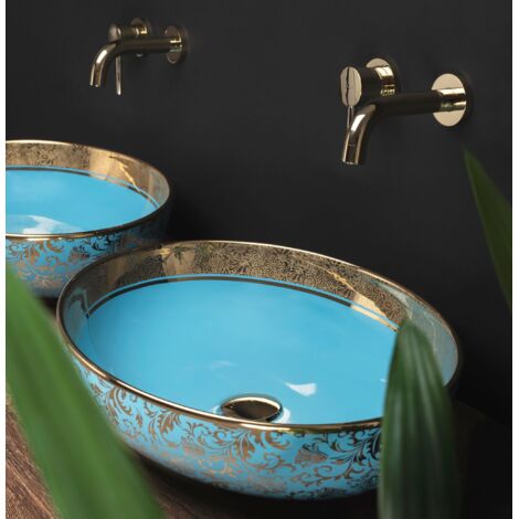 Countertop Basin REA Margot Blue Gold