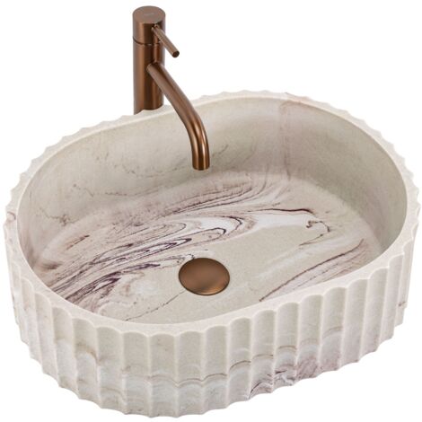 COUNTERTOP WASHBASIN REA MARGARET GIO BEIGE, STONE IMITATION