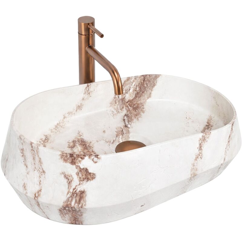 Countertop Washbasin Rea Travo Beige, Stone Imitation