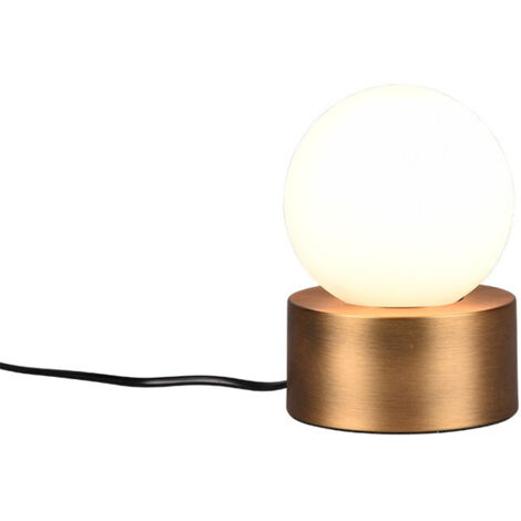 COUNTESS LAMPADA DA TAVOLO BASE IN METALLO OTTONE ANTICATO CON VETRO BIANCO ACCENSIONE TOUCH H. 17CM  1 LUCE ATTACCO E14