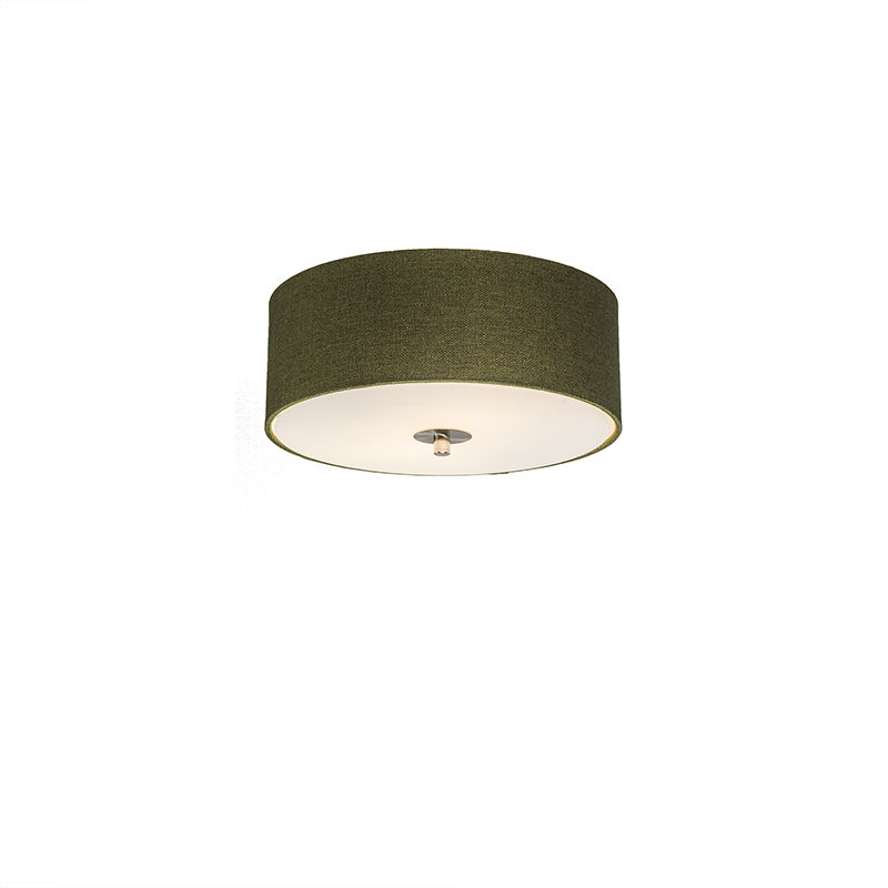 Country Ceiling Lamp 30cm Green - Drum Jute