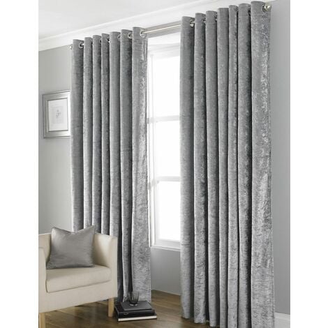 COUNTRY CLUB Bliss Crushed Velvet Blackout Eyelet Fully Lined Thermal Curtains, Grey, 90 x 90