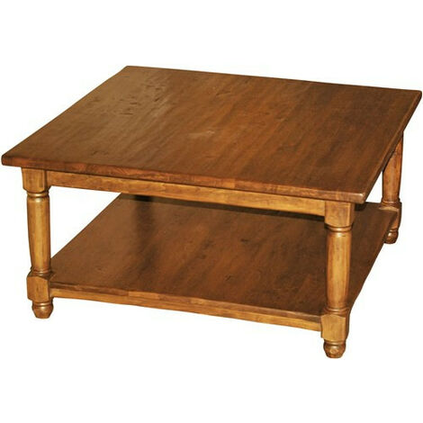 Country coffee table in solid lime wood with walnut finish Made in Italy