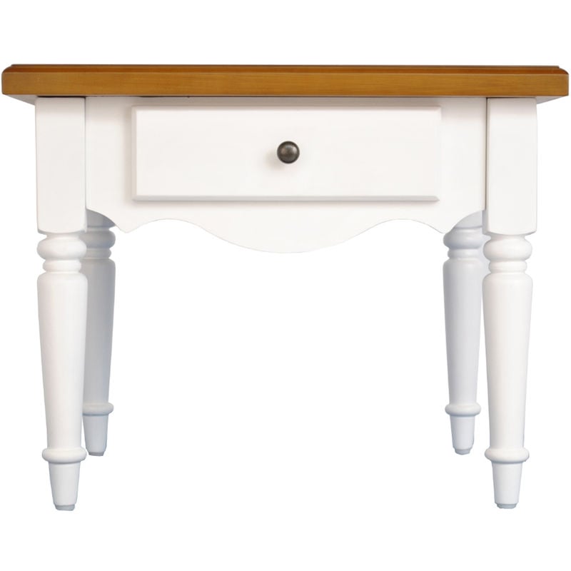 Watsons - COUNTRY - Solid Wood Side / End / Bedside Table with Drawer - White / Pine