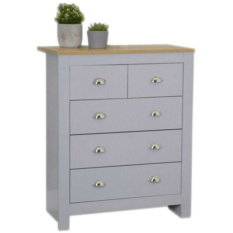 main image of "Country style 3+2 Chest of Drawer in Grey"
