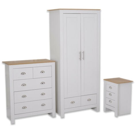 ROOMEE Country style 3 Piece Wardrobe Set in White