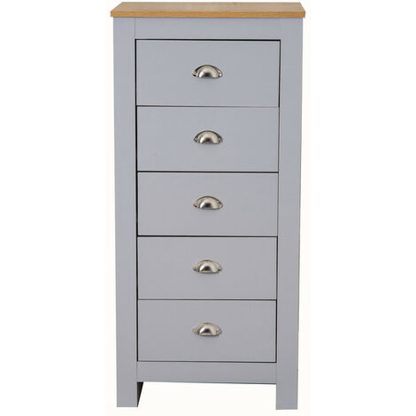 main image of "Country style 5 drawer tall cabinet in Grey"