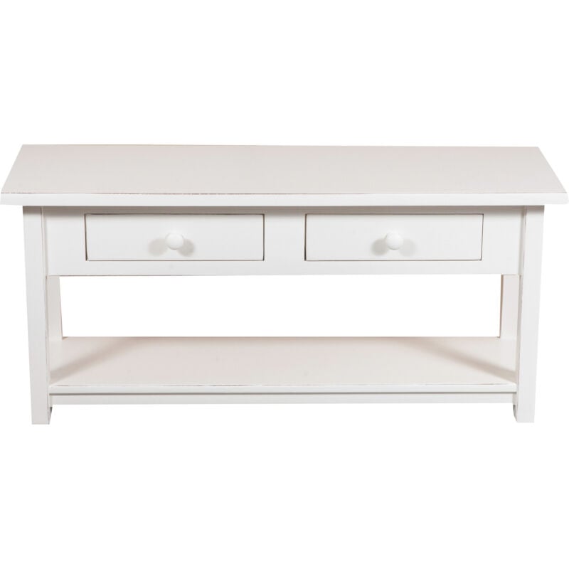 Biscottini - Country-style solid lime wood antiqued white finish W110XDP40XH50cm sized tv stand cabinet. Made in Italy