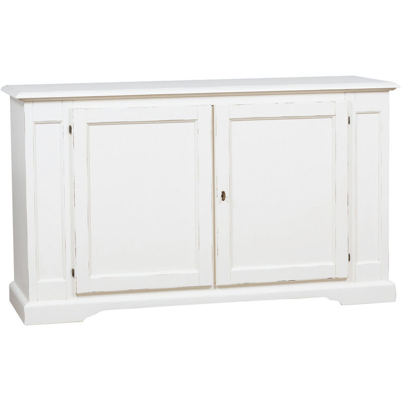 Country-style solid lime wood antiqued white finish W180XDP58xH105 cm sized sideboard. Made in Italy